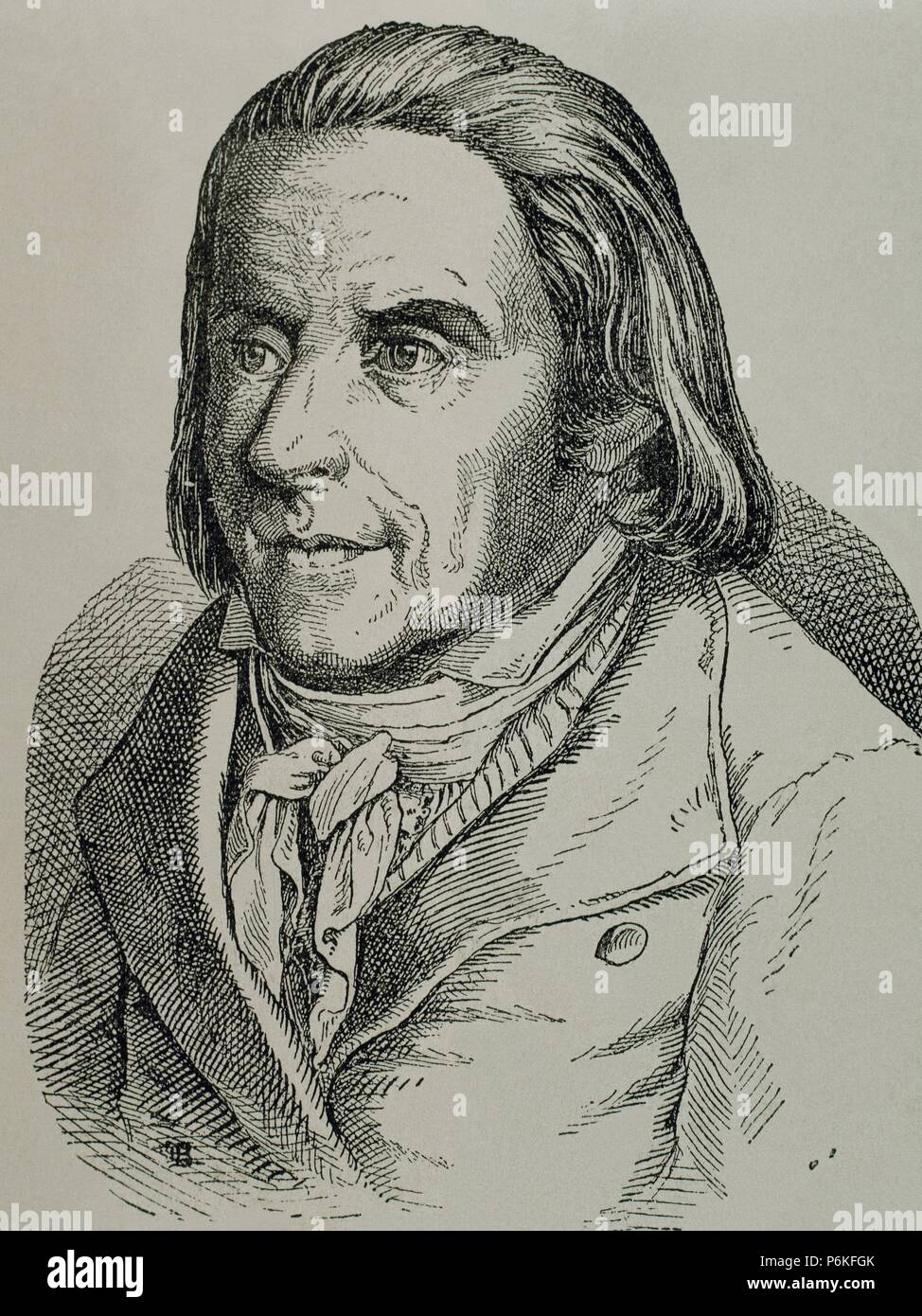 Johann Heinrich Pestalozzi (1746-1827). Pédagogue et réformateur de l'éducation suisse. Portrait. La gravure. Banque D'Images