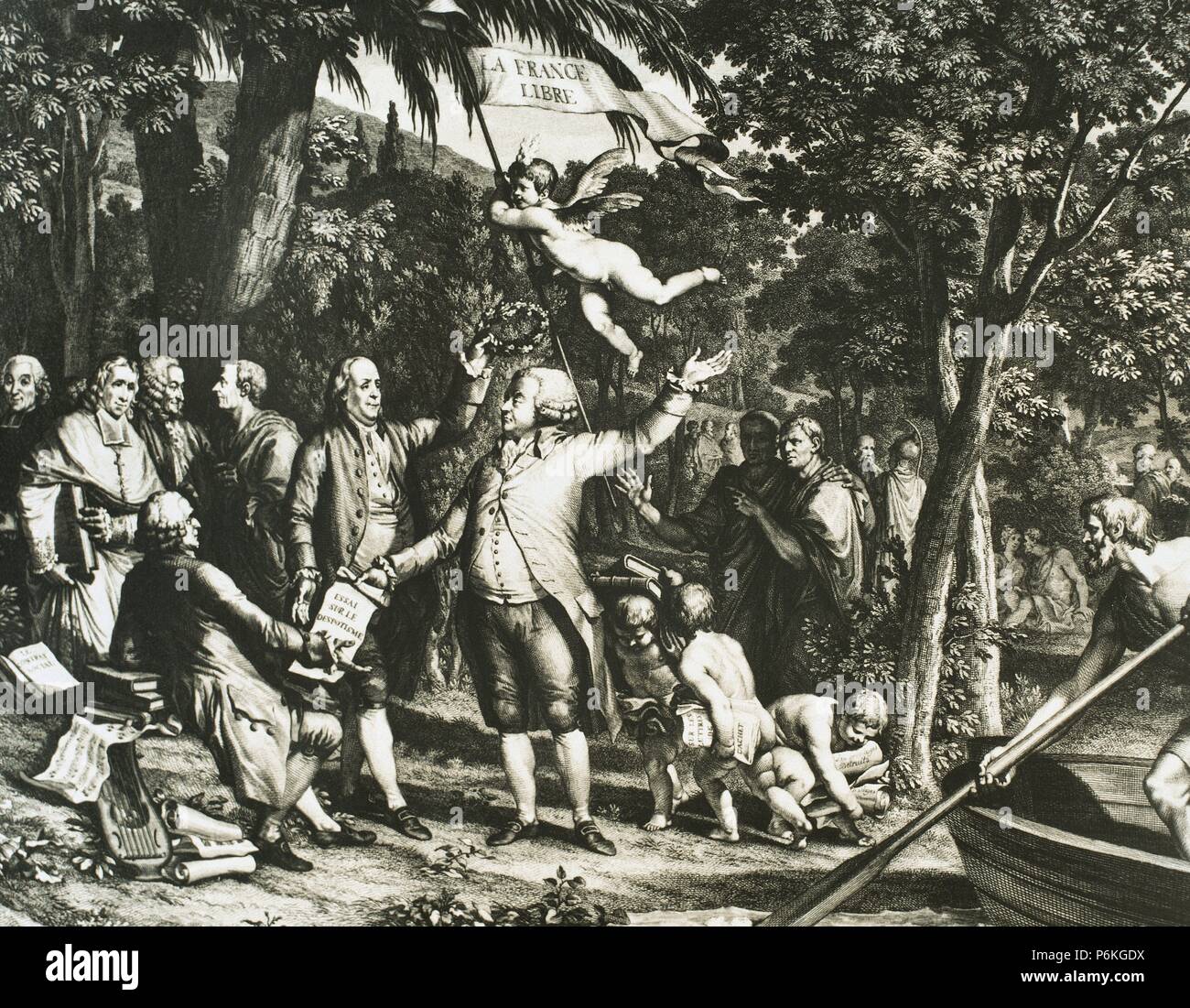 Honoré Gabriel Riqueti, comte de Mirabeau (1749-1791). Leader du début de la révolution française. Président de l'Assemblée Nationale Constituante. Mirabeau à Champs-Elyses, Paris, France. La gravure. 18e siècle. Banque D'Images