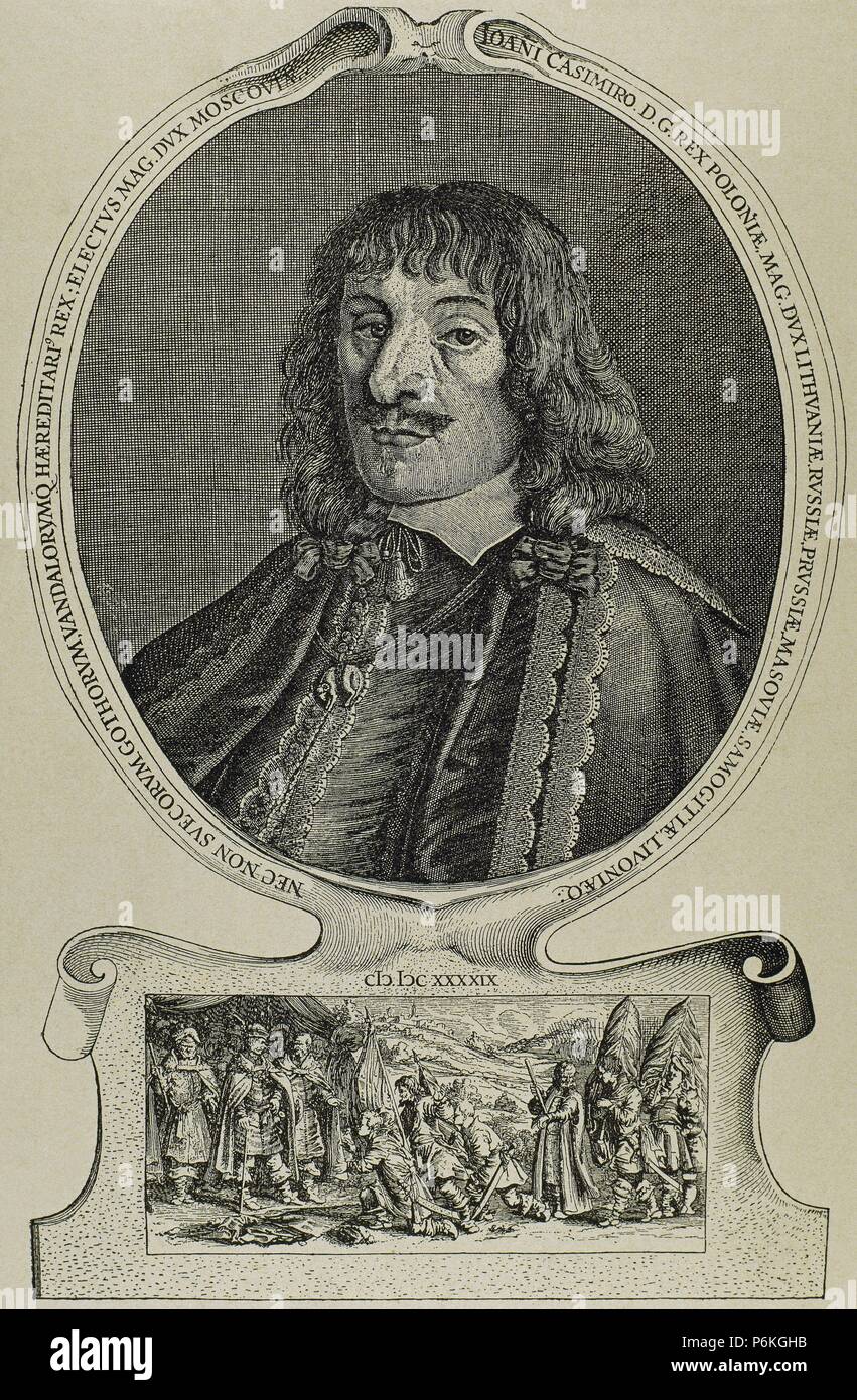 Jean II Casimir Vasa (1609-1672). Roi de Pologne et Grand-Duc de Lituanie au cours de l'ère de l'Polish-Lituanian du Commonwealth. Portrait. La gravure. Banque D'Images