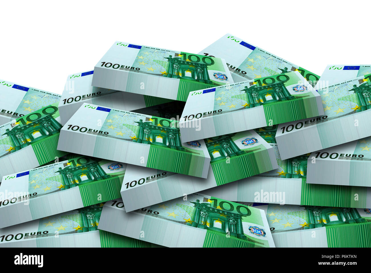 Liasse de lot de 100 billets en euros isolé Banque D'Images