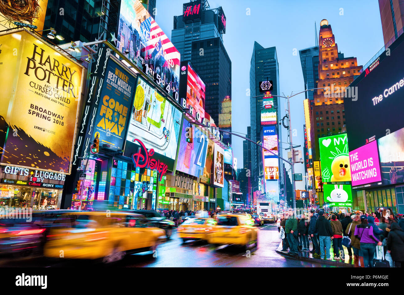 New York Times Square Manhattan New York City Lights Banque D'Images