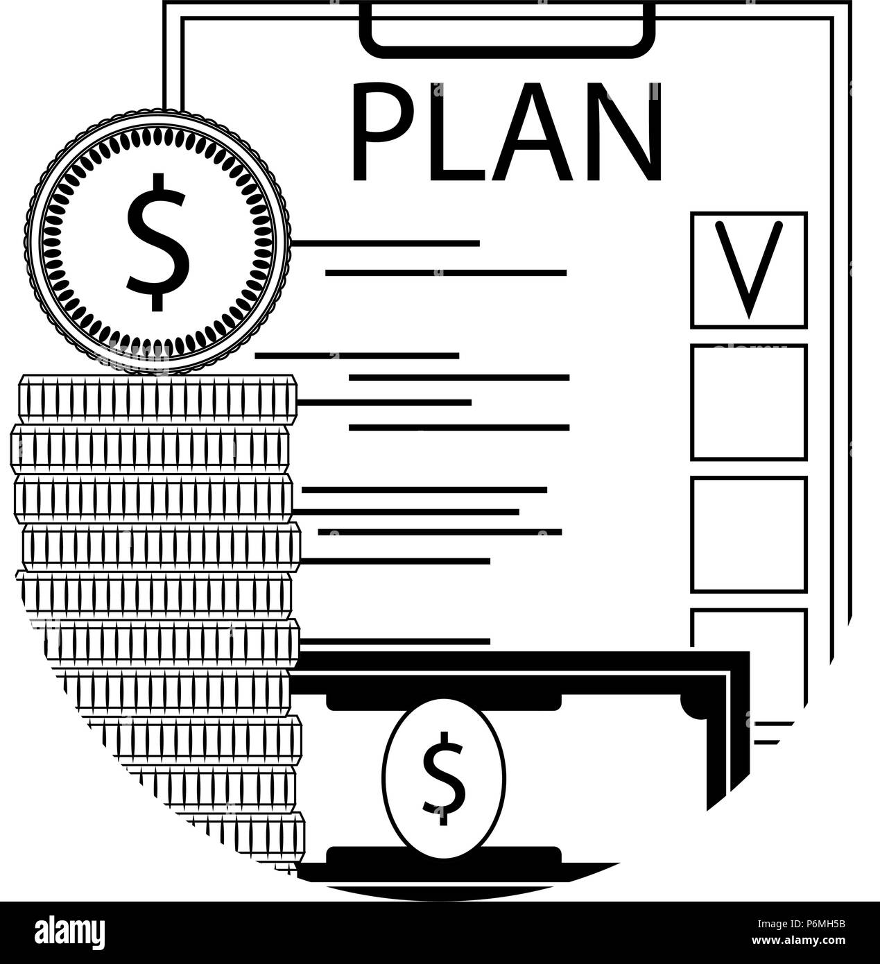 L'icône de la ligne de plan de financement. Capital-argent de la planification du budget. Vector illustration Illustration de Vecteur