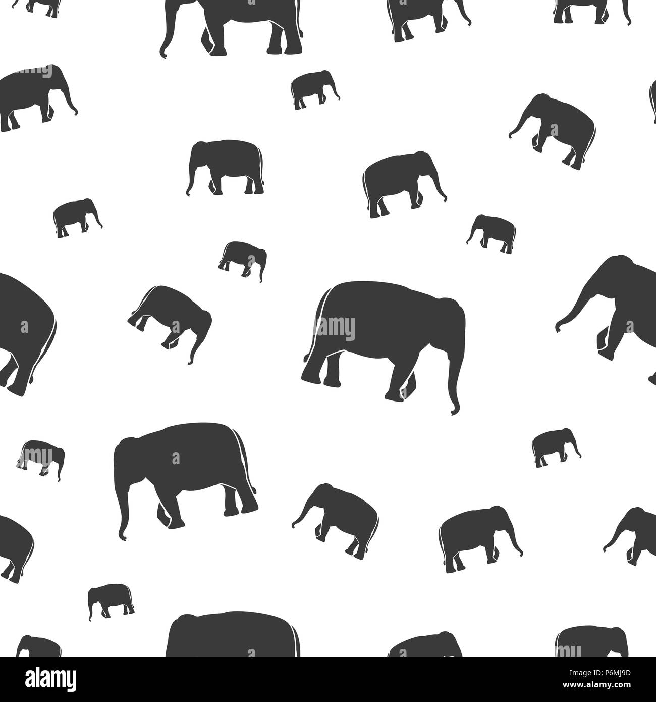 La marche des éléphants noir vector eps10 motif transparent Illustration de Vecteur