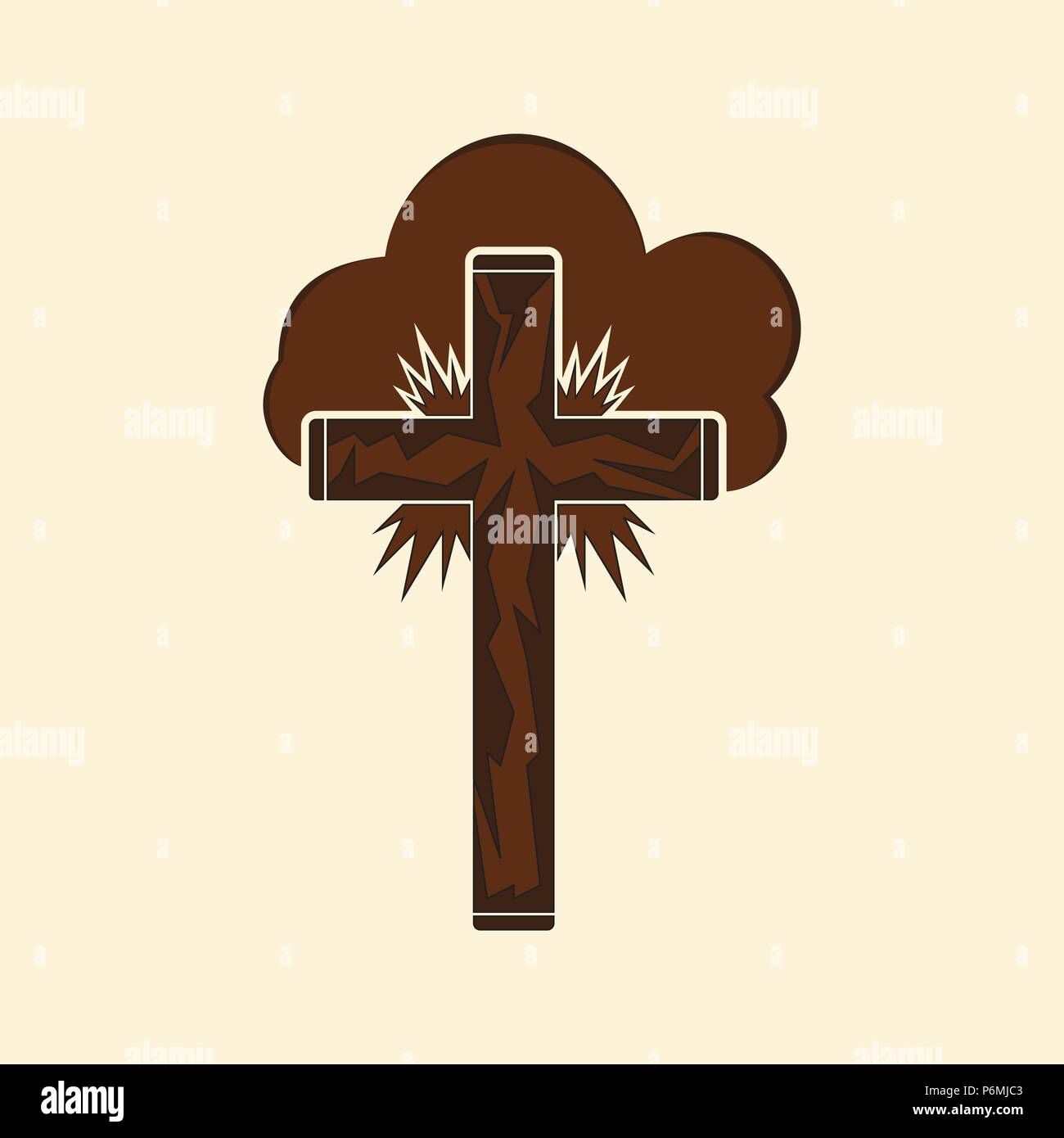 Croix chrétienne dans les nuages Illustration de Vecteur
