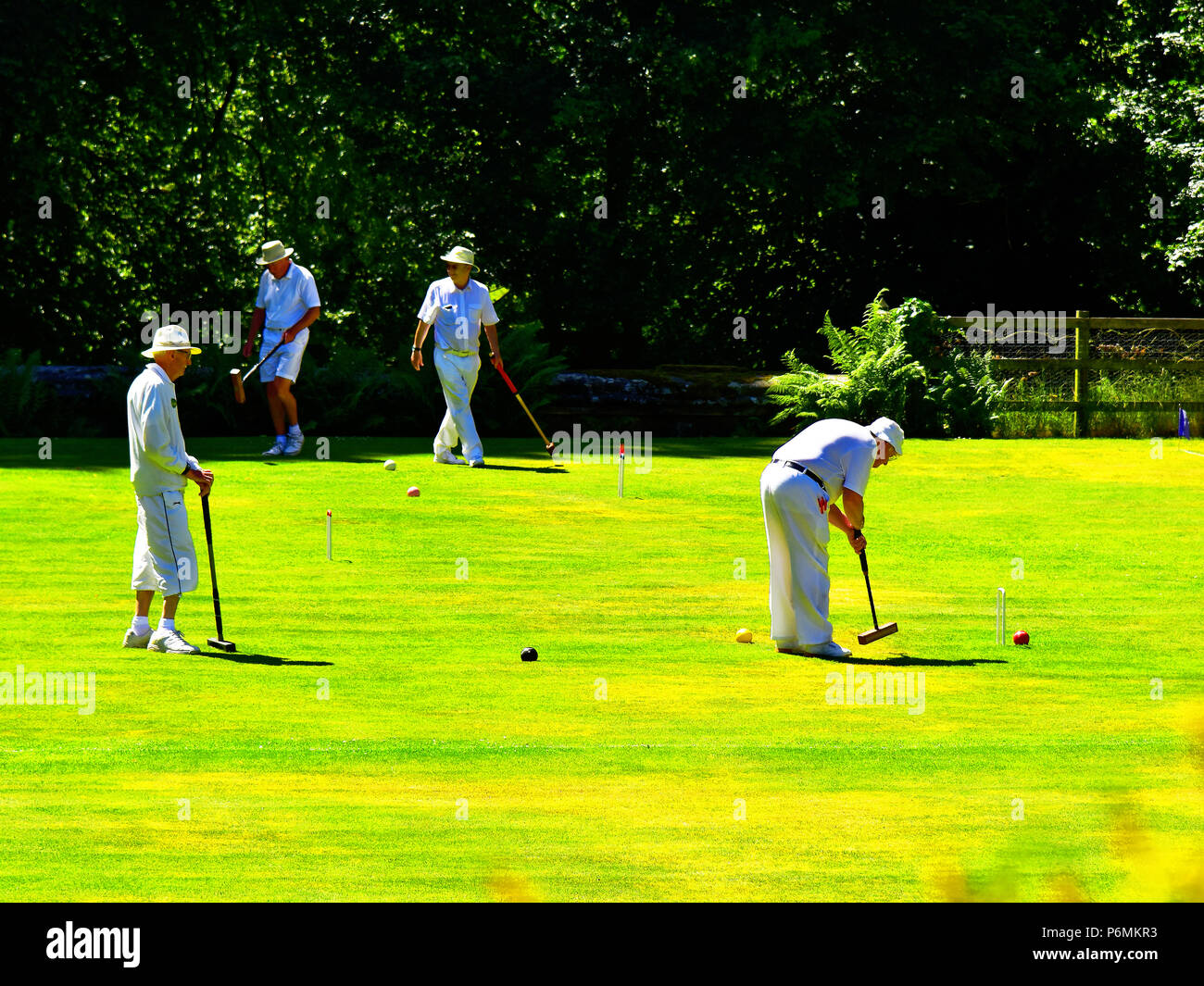 Belsay Hall match Croquet Club Banque D'Images