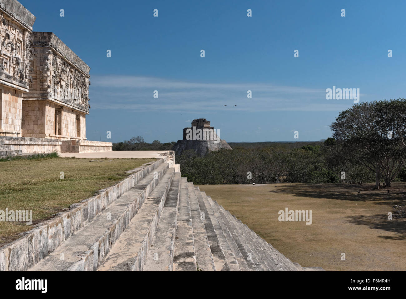 Ruines de l'ancienne ville maya Uxmal. UNESCO World Heritage Site, Yucatan, Mexique Banque D'Images