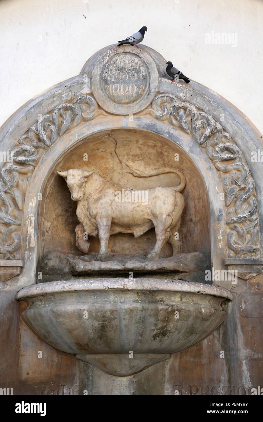 Fontana del Toro (Bull), Fontaine de Nardo, en Italie. Banque D'Images