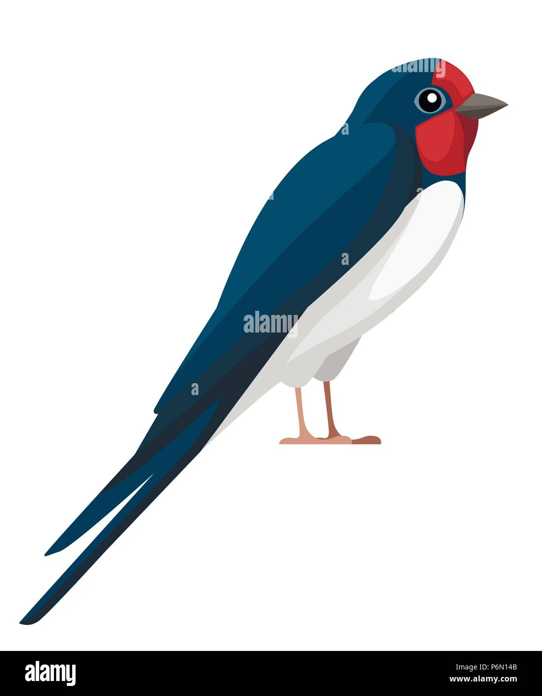 Swallow bird. Télévision cartoon character design. L'icône d'oiseaux colorés. Cute avaler sit . Vector illustration isolé sur fond blanc. Illustration de Vecteur