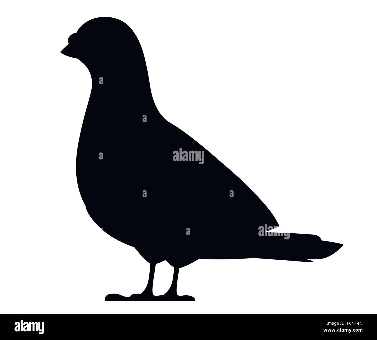 Silhouette noire. Oiseau Pigeon. Télévision cartoon character design. L'icône d'oiseaux noirs. Pigeon mignon modèle. Vector illustration isolé sur fond blanc. Illustration de Vecteur