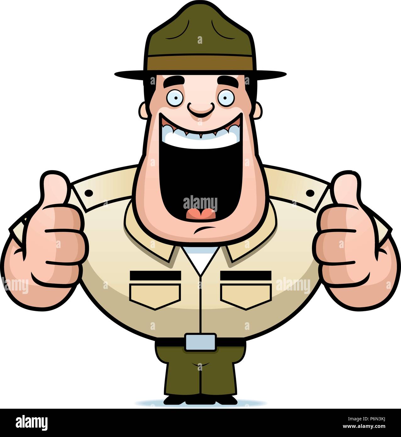 Un cartoon illustration d'un sergent instructeur donnant deux pouces vers le haut. Illustration de Vecteur