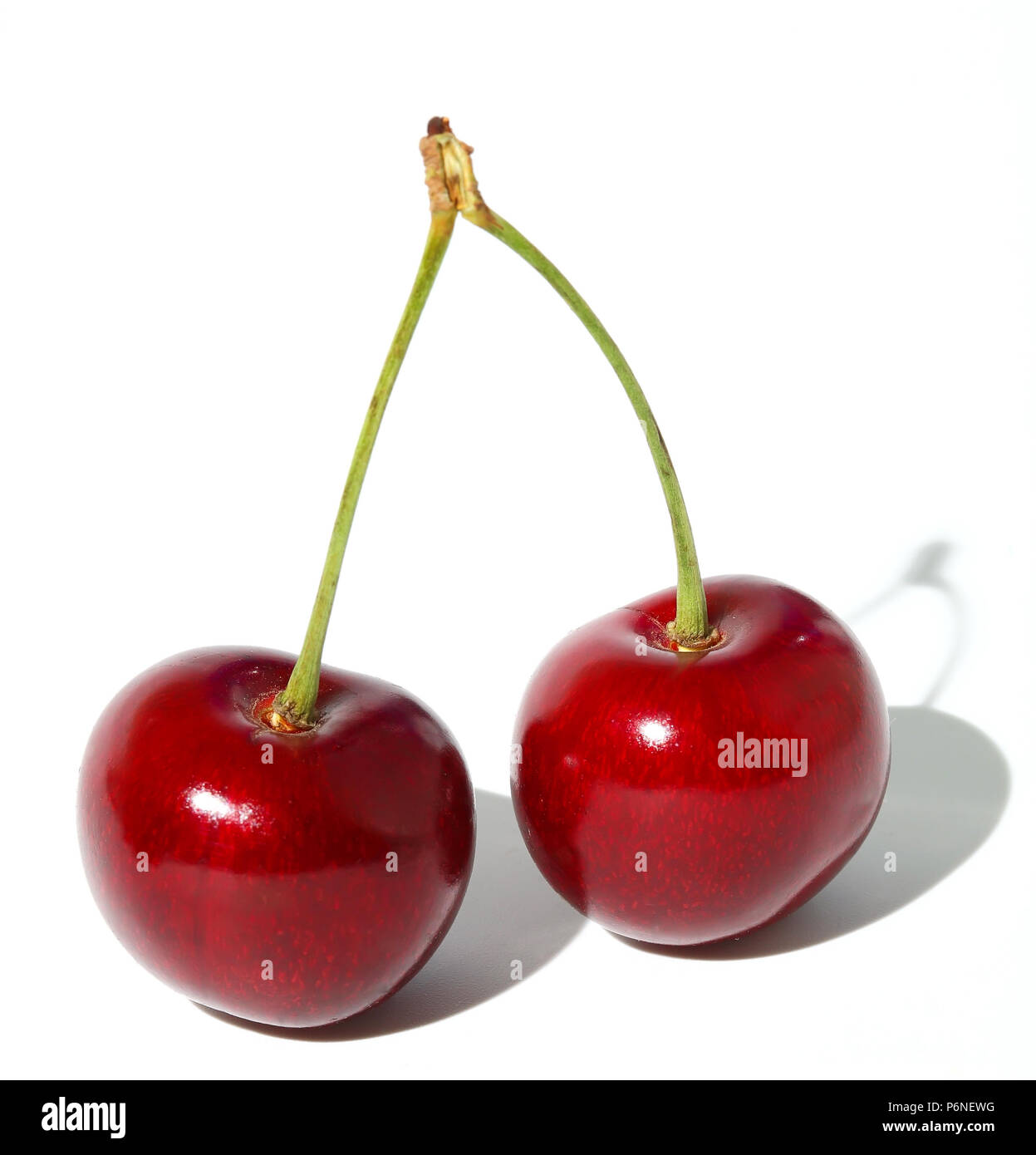 Cherry. Cerises isolé sur fond blanc. With clipping path. Banque D'Images