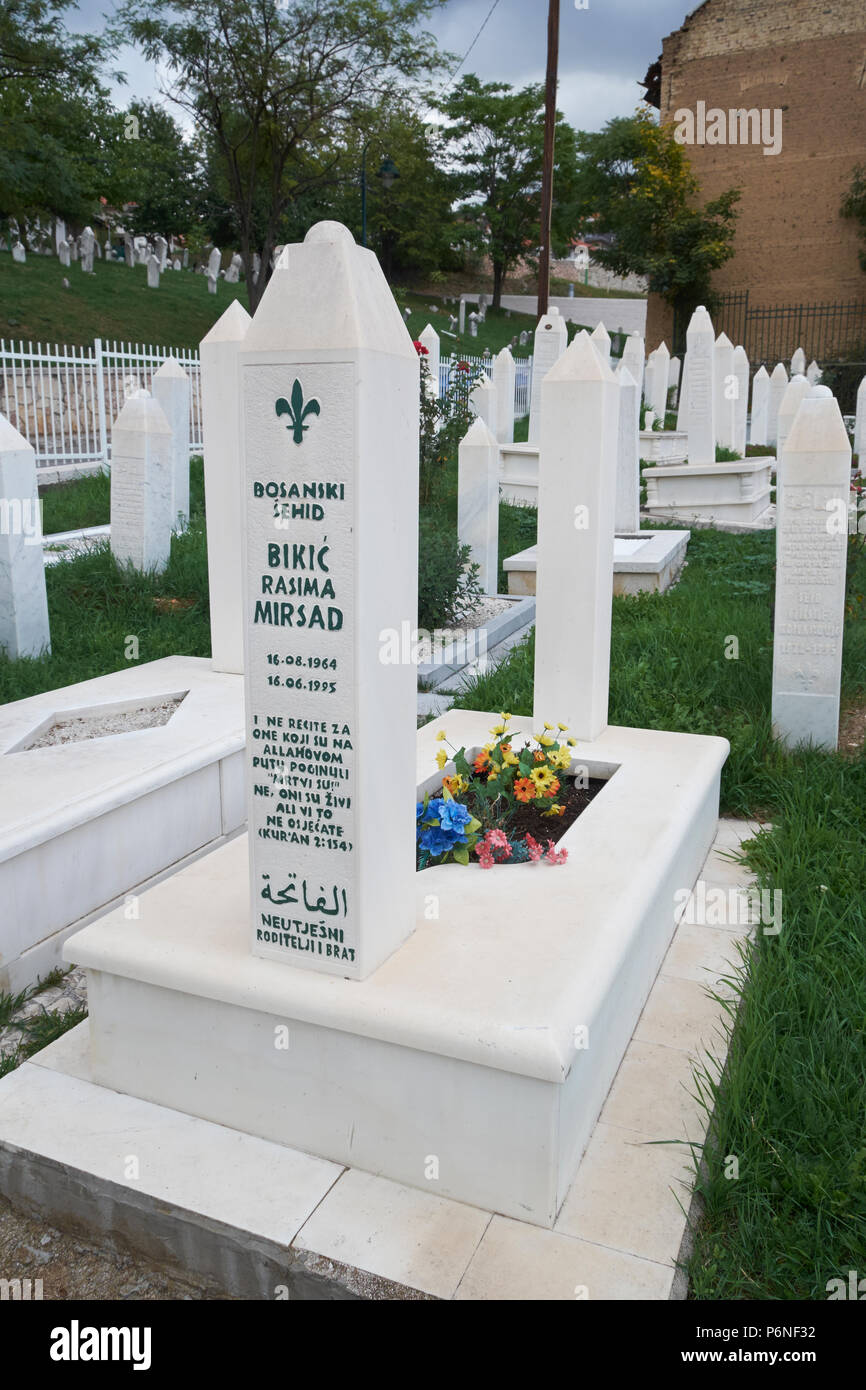 Le Cimetière commémoratif des Martyrs Kovači à Stari Grad, Sarajevo, Bosnie-et-Herzégovine. Banque D'Images