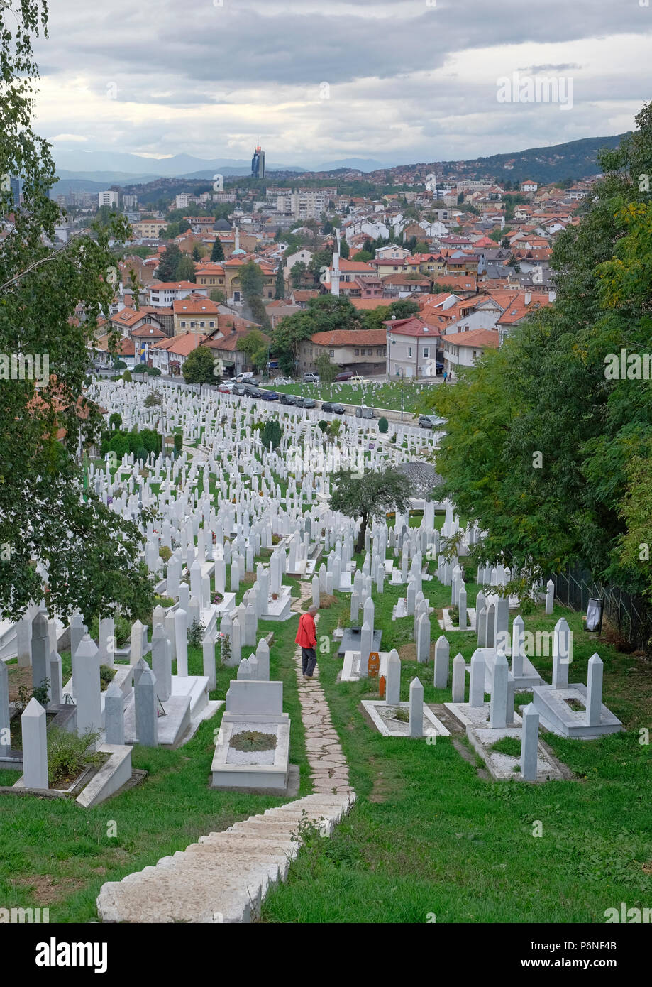 Le Cimetière commémoratif des Martyrs Kovači à Stari Grad, Sarajevo, Bosnie-et-Herzégovine. Banque D'Images