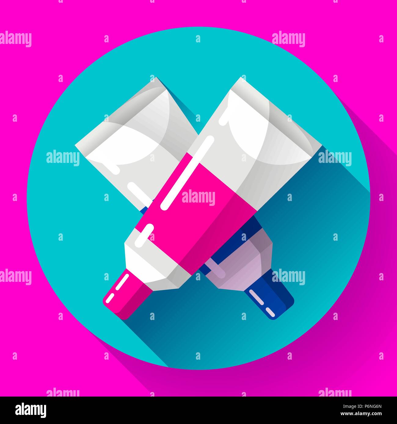 Deux tubes de peinture colorée vector icône. Illustration de Vecteur