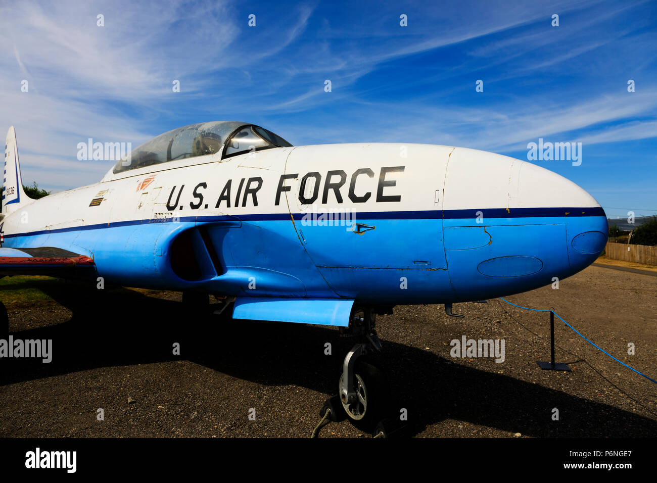 United States Air Force Lockheed T33A "étoile filante" formateur à Newark air museum, Newark upon Trent, Nottinghamshire, Angleterre Banque D'Images