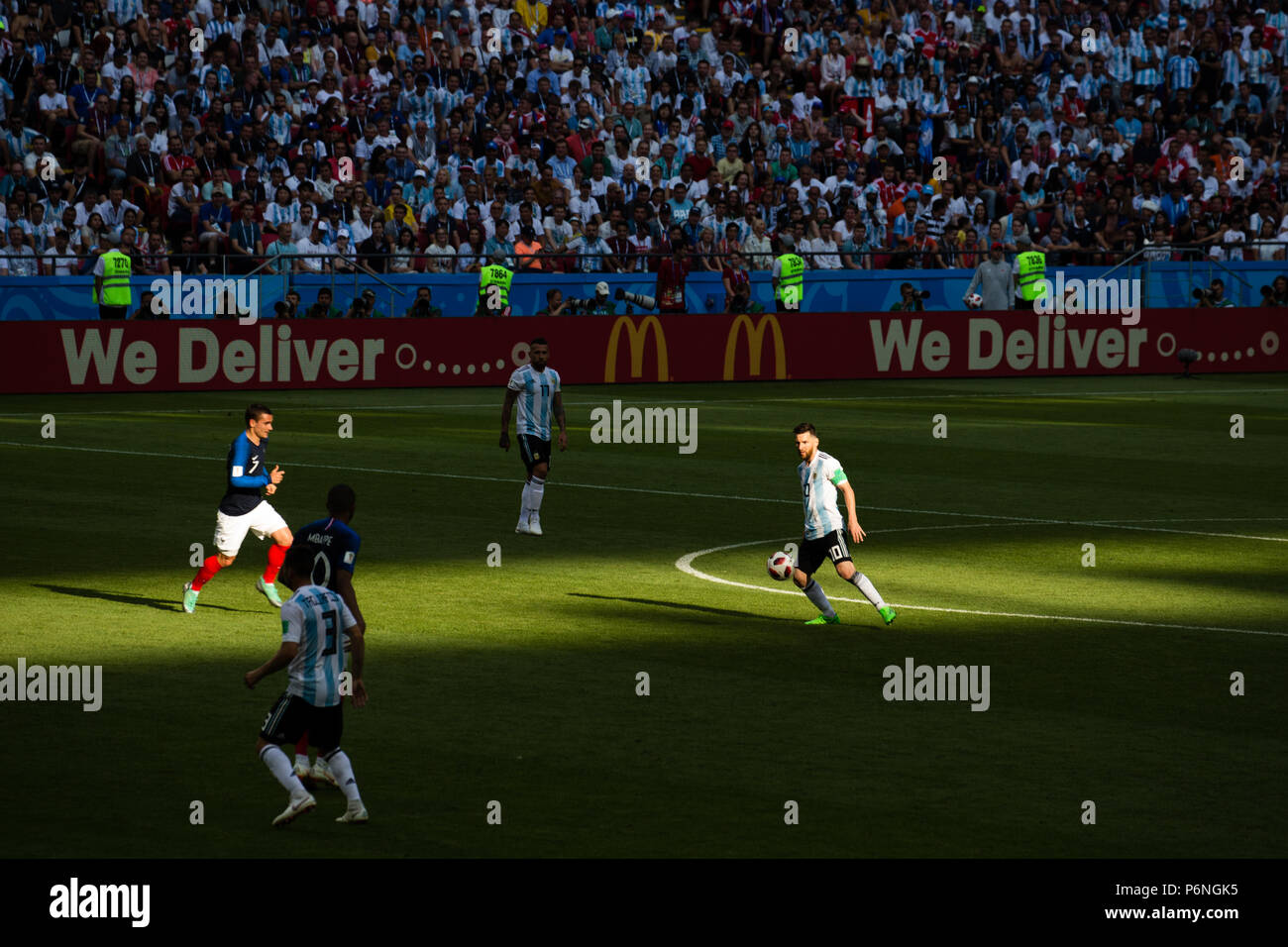 La France bat l'Argentine en huitièmes de finale de la Coupe du Monde de 2018 à Kazan, Russie. Photo : Stephen Lioy Banque D'Images