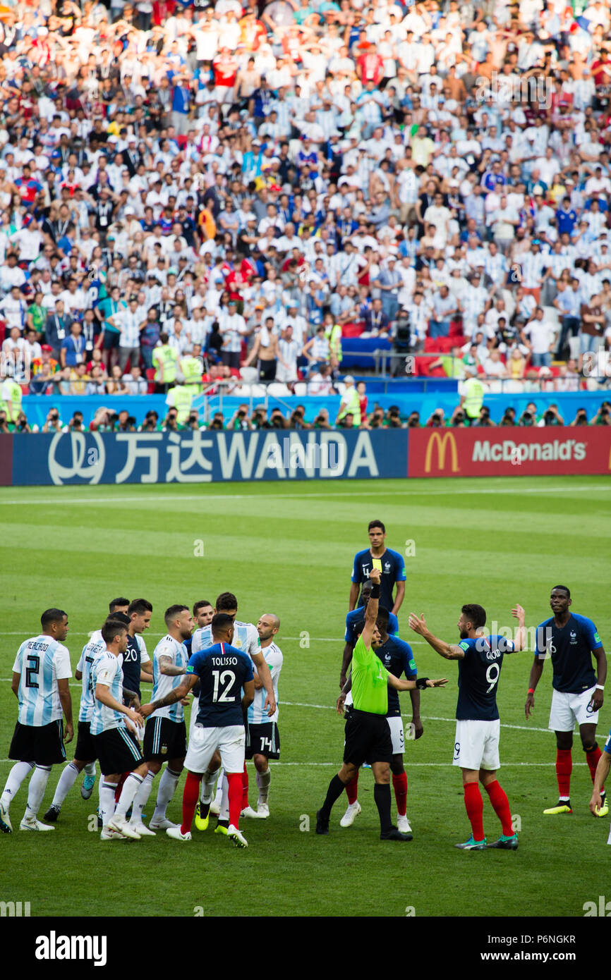 La France bat l'Argentine en huitièmes de finale de la Coupe du Monde de 2018 à Kazan, Russie. Photo : Stephen Lioy Banque D'Images