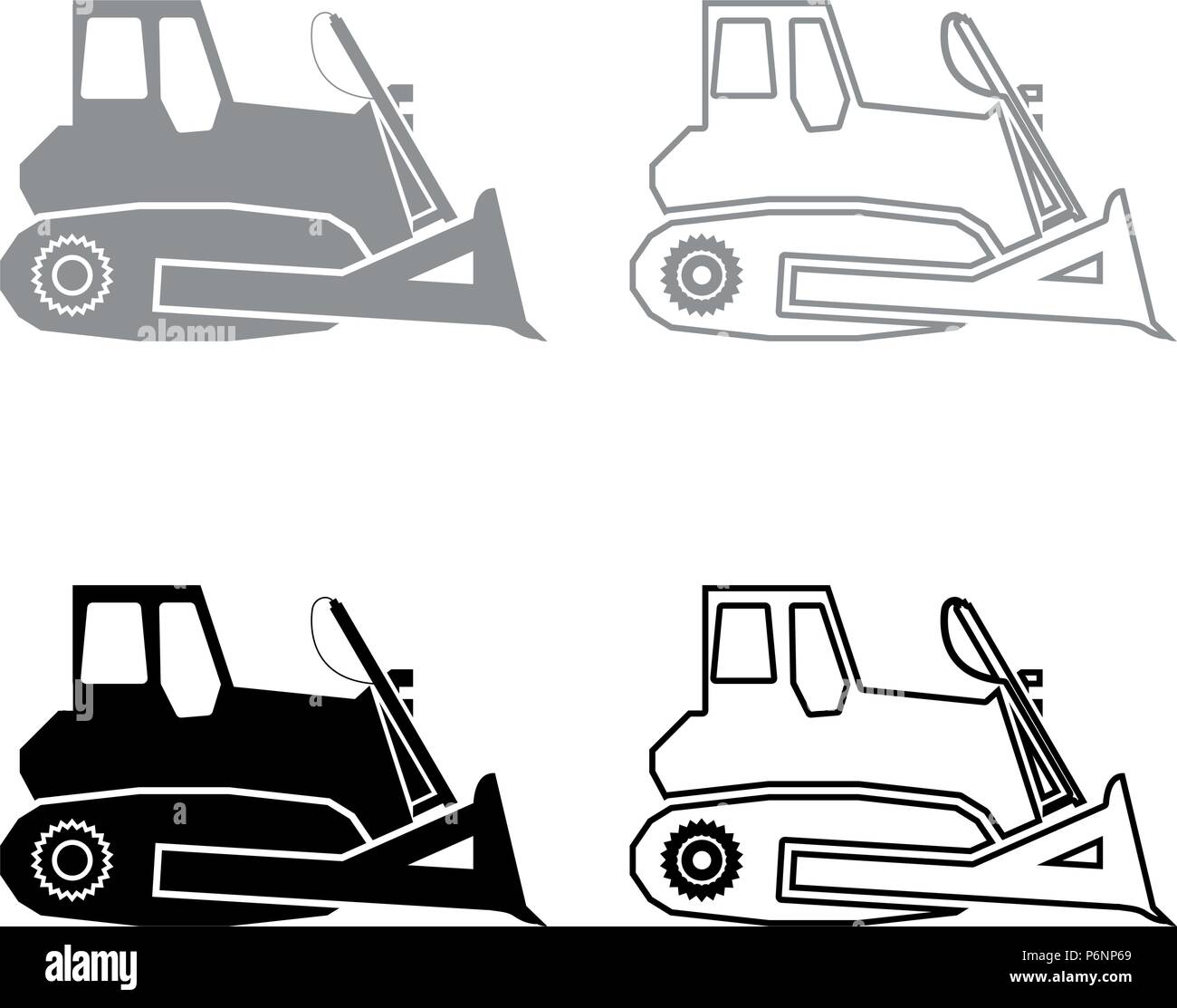 Bulldozer icon set couleur gris noir style télévision je simple image Illustration de Vecteur