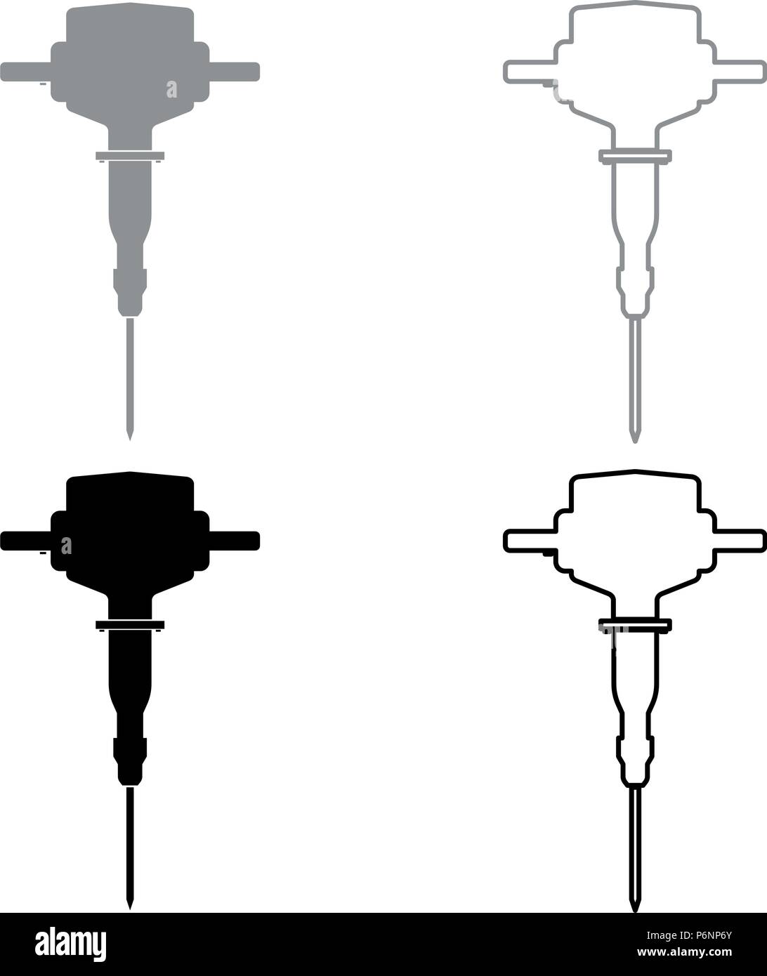 Jackhammer icon set couleur gris noir style télévision je simple image Illustration de Vecteur
