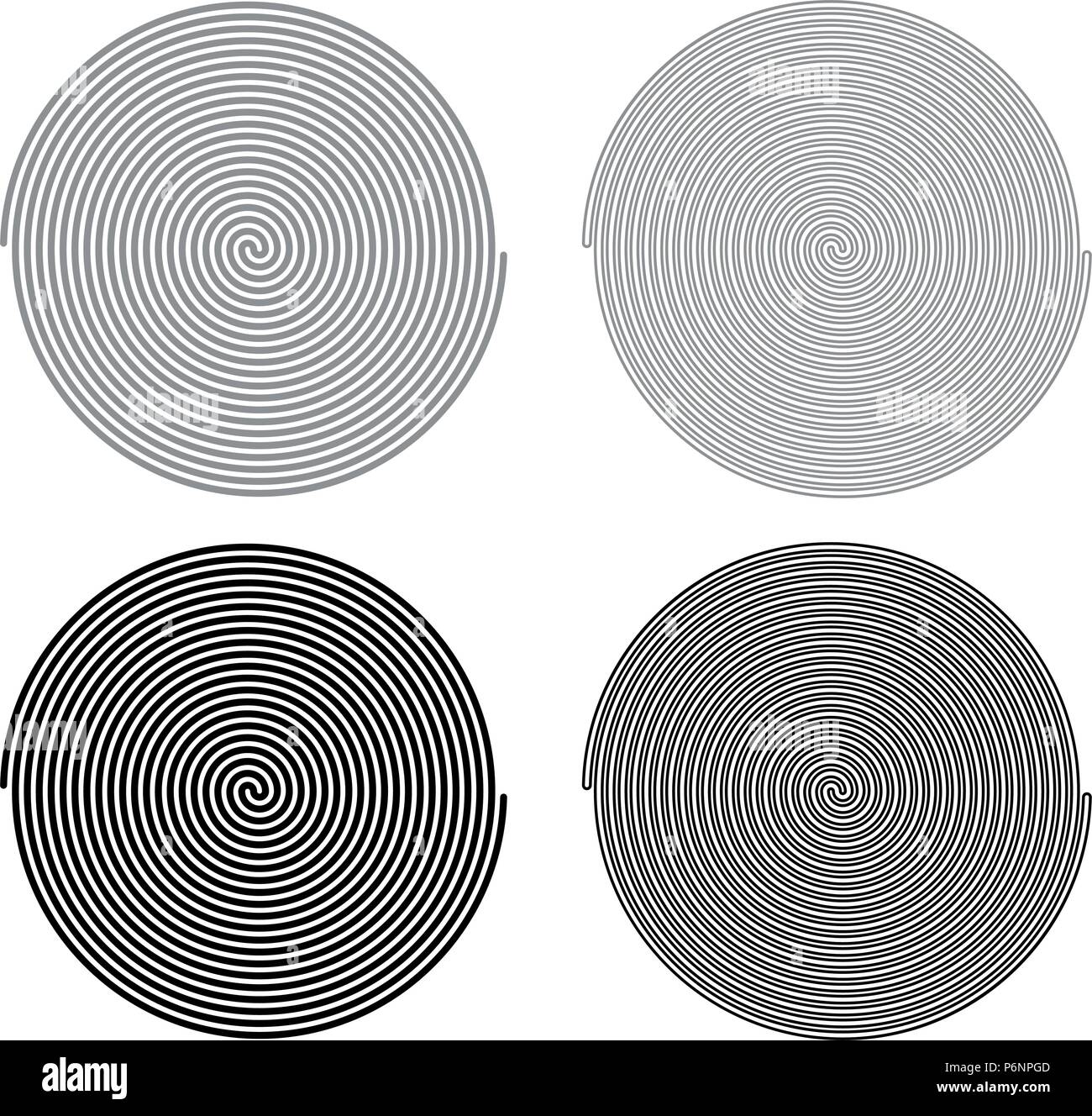 Icon Set en spirale couleur gris noir style télévision je simple image Illustration de Vecteur