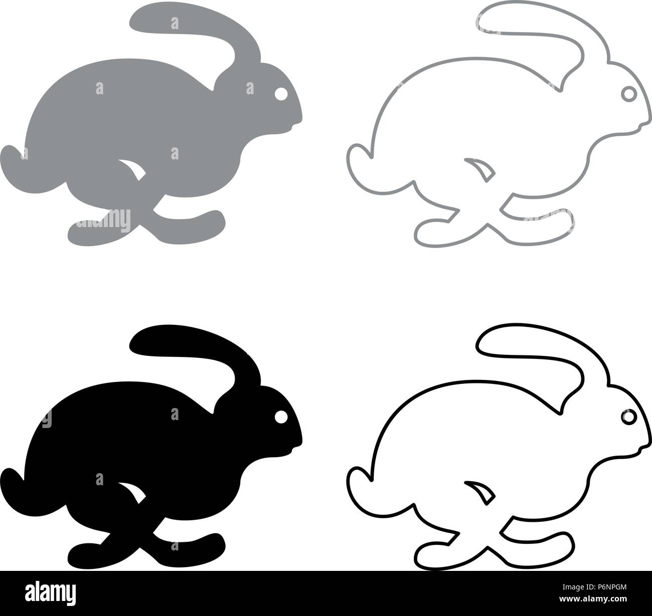 Lièvre lapin vitesse concept icon set couleur gris noir style télévision je simple image Illustration de Vecteur