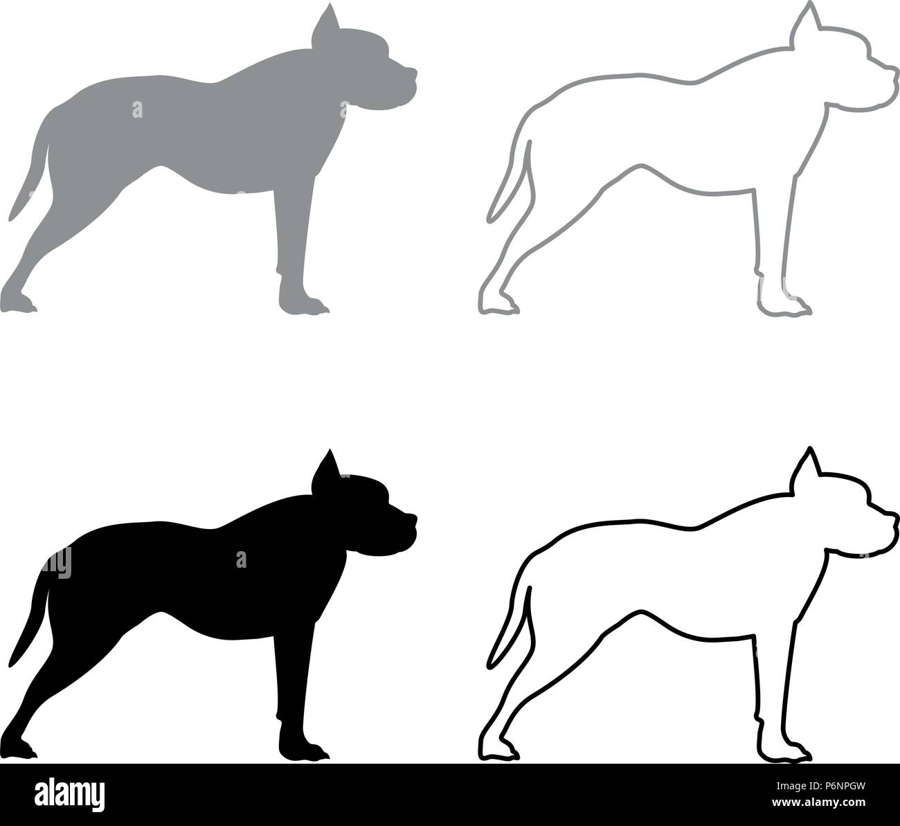 Pit-bull terrier icon set couleur gris noir style télévision je simple image Illustration de Vecteur