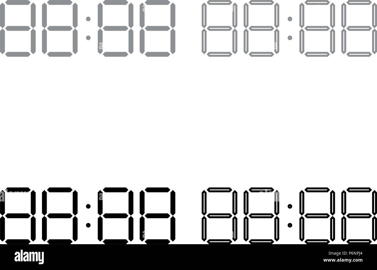 Horloge numérique icon set couleur gris noir style télévision je simple image Illustration de Vecteur