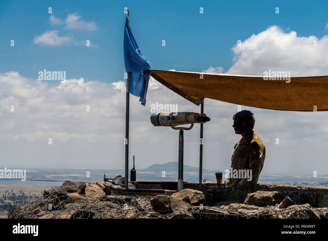 Plateau du Golan, Israël - 6 mai 2018 : les observateurs de l'ONU dans la frontière israélienne Banque D'Images