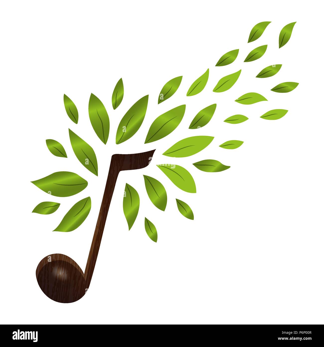 Note de musique avec les permissions de l'arbre vert, concept illustration du symbole musical et la nature de la décoration. Vecteur EPS10. Illustration de Vecteur