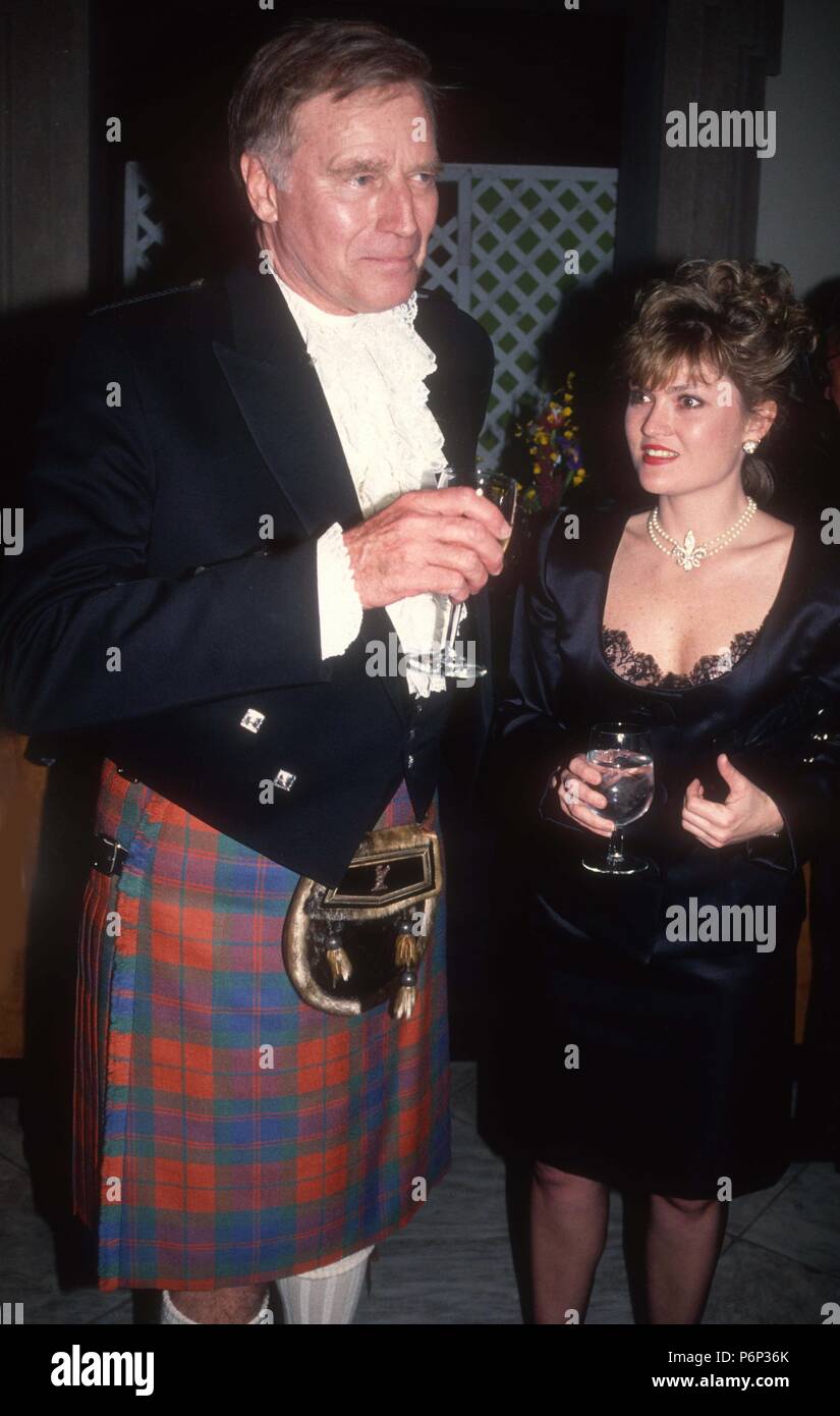 Charlton Heston et fille Holly 1984 Photo par Adam Scull/PHOTOlink/MediaPunch Banque D'Images
