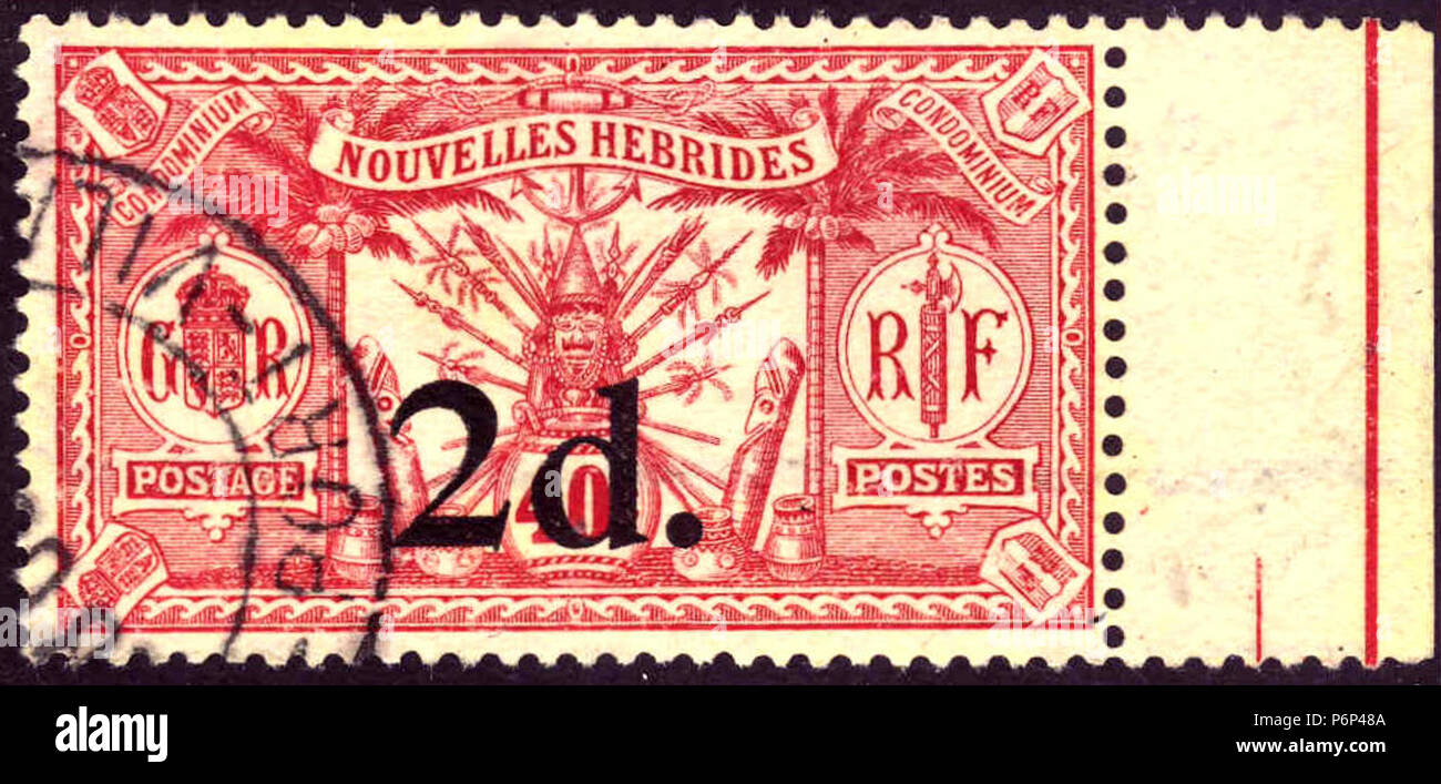 1920 stamp des Nouvelles-Hébrides. Banque D'Images