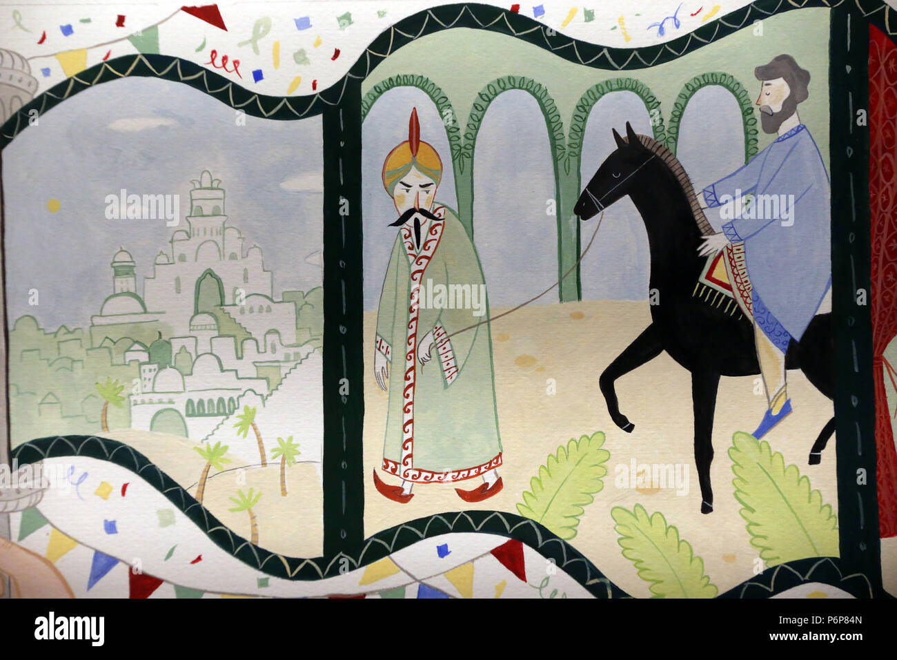 Musée juif de la Suisse. Bâle. Pourim. Le Triomphe de Mardochée. Banque D'Images