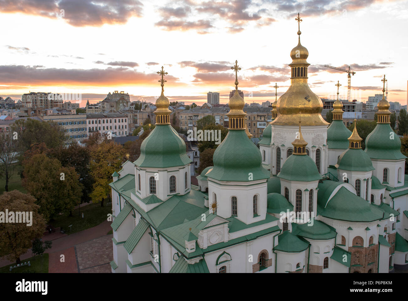 Les dômes de la cathédrale Santa Sophia, Kiev. L'Ukraine. Banque D'Images