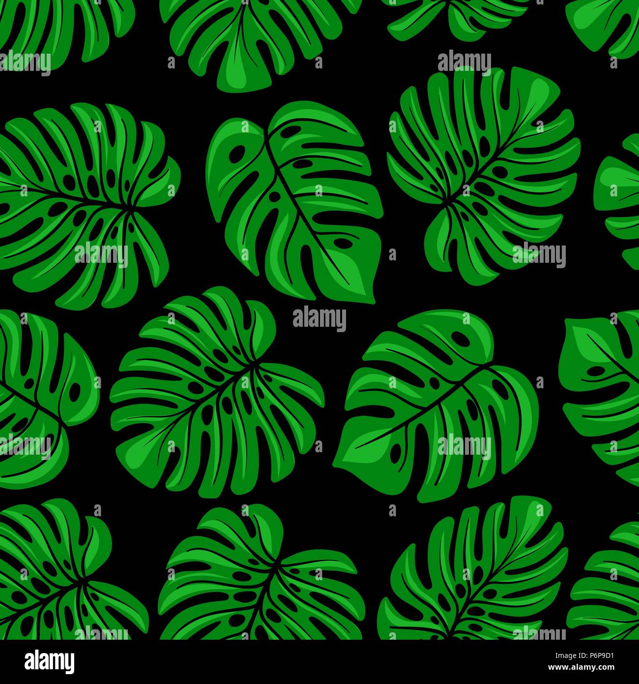 Feuilles de palmier, monstera. Une jungle. Utiliser sur les faux papiers peints, textiles, dans l'intérieur Illustration de Vecteur