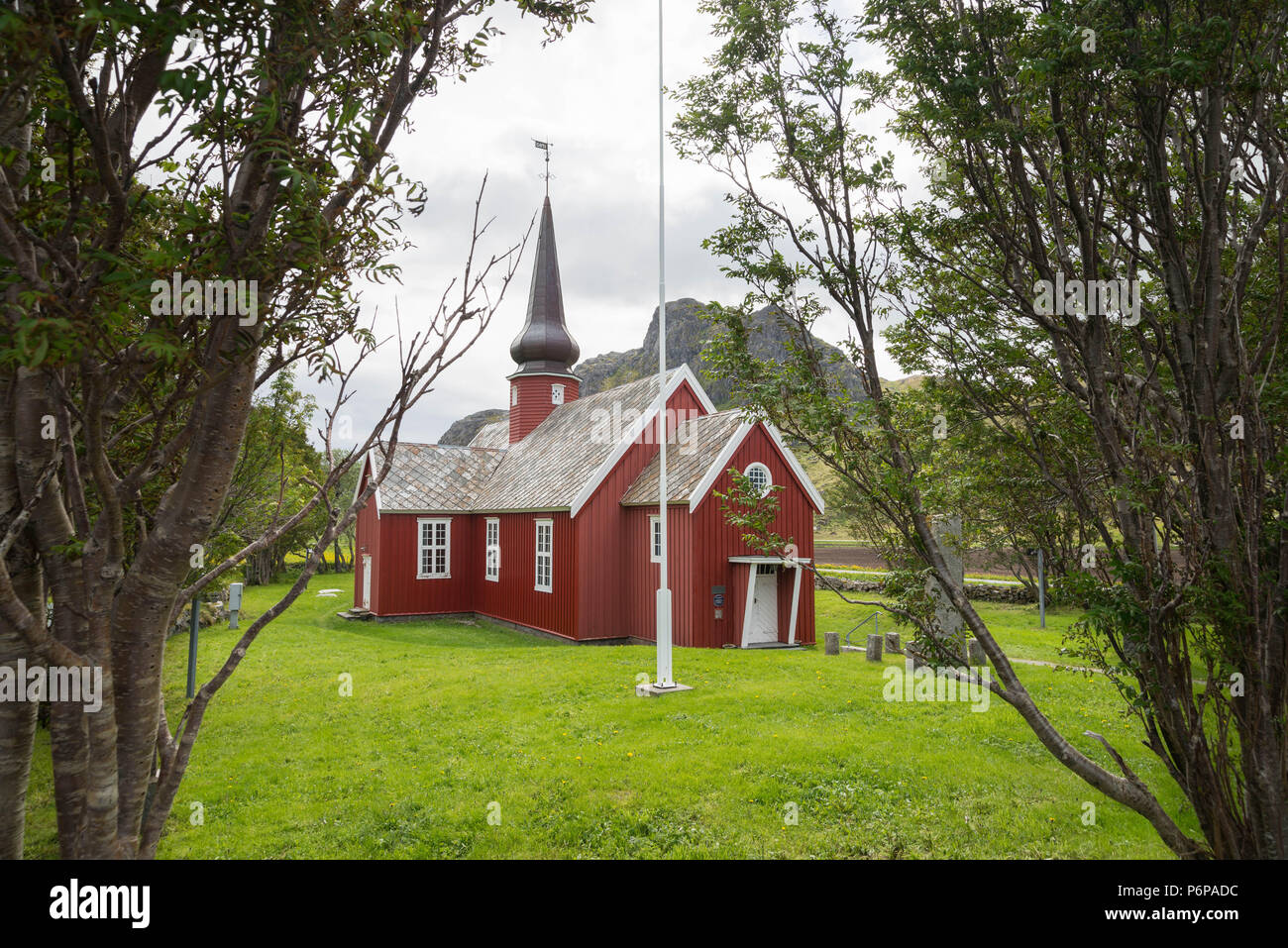 Flakstad église, Nordland, Norvège Banque D'Images