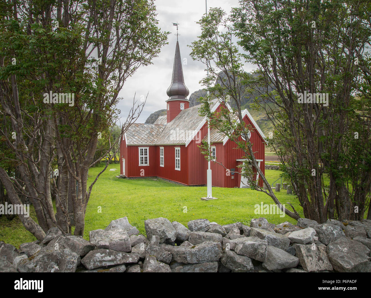 Flakstad église, Nordland, Norvège Banque D'Images
