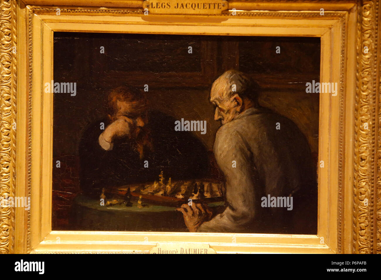 Musée du Petit Palais, Paris, France. HonorŽ 1936-1937, joueurs d'Žchecs (joueurs d'échecs), après 1860, huile sur bois. Banque D'Images