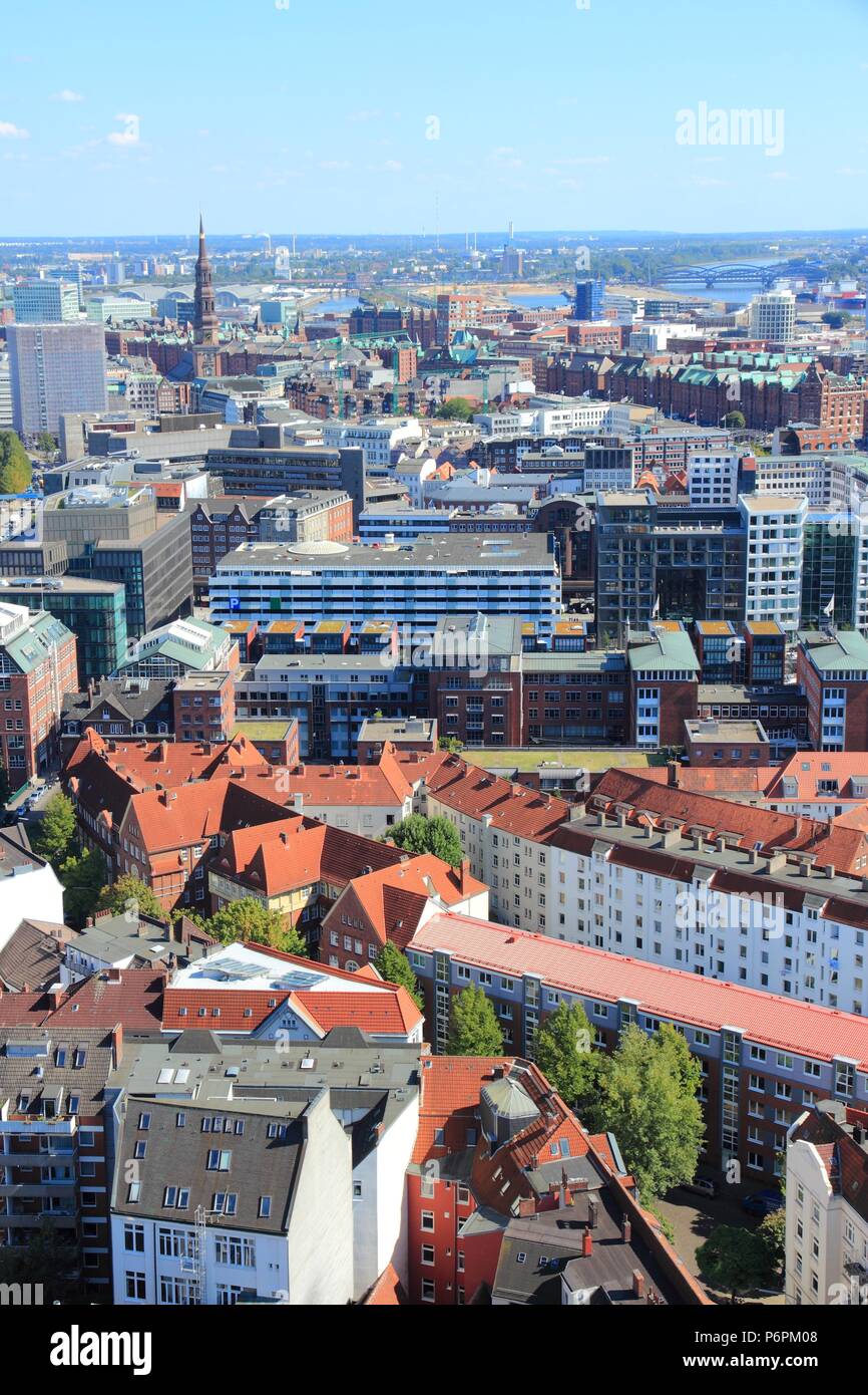 Hambourg, Allemagne - vieille ville paysage urbain vue aérienne. Ville allemande. Banque D'Images