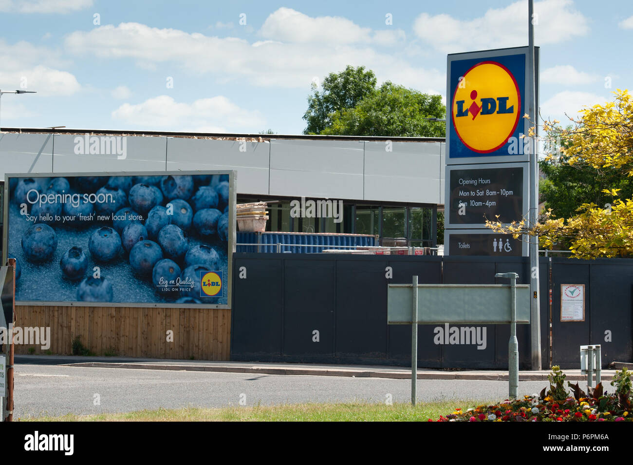 Lidl signe à stocker en construction Banque D'Images