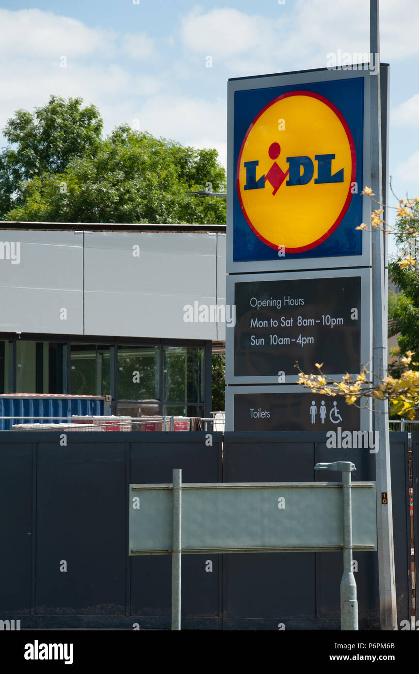 Lidl signe à stocker en construction Banque D'Images
