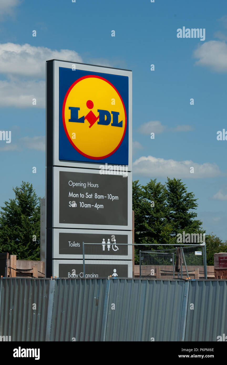 Lidl signe à stocker en construction Banque D'Images