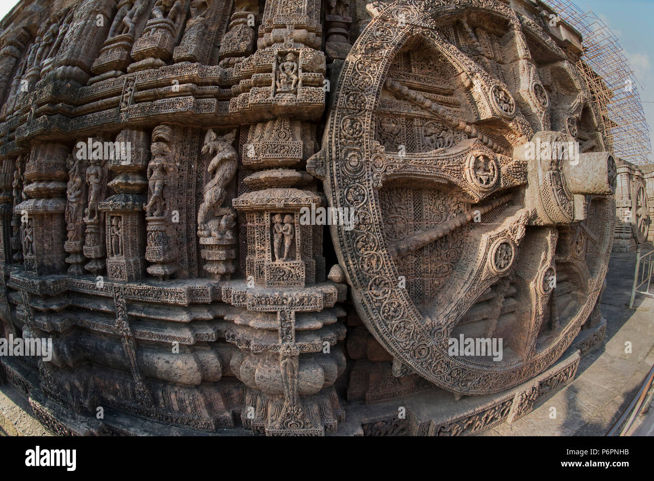L'image de la roue de char de Konark Temple du Soleil à Odisha, Inde Banque D'Images