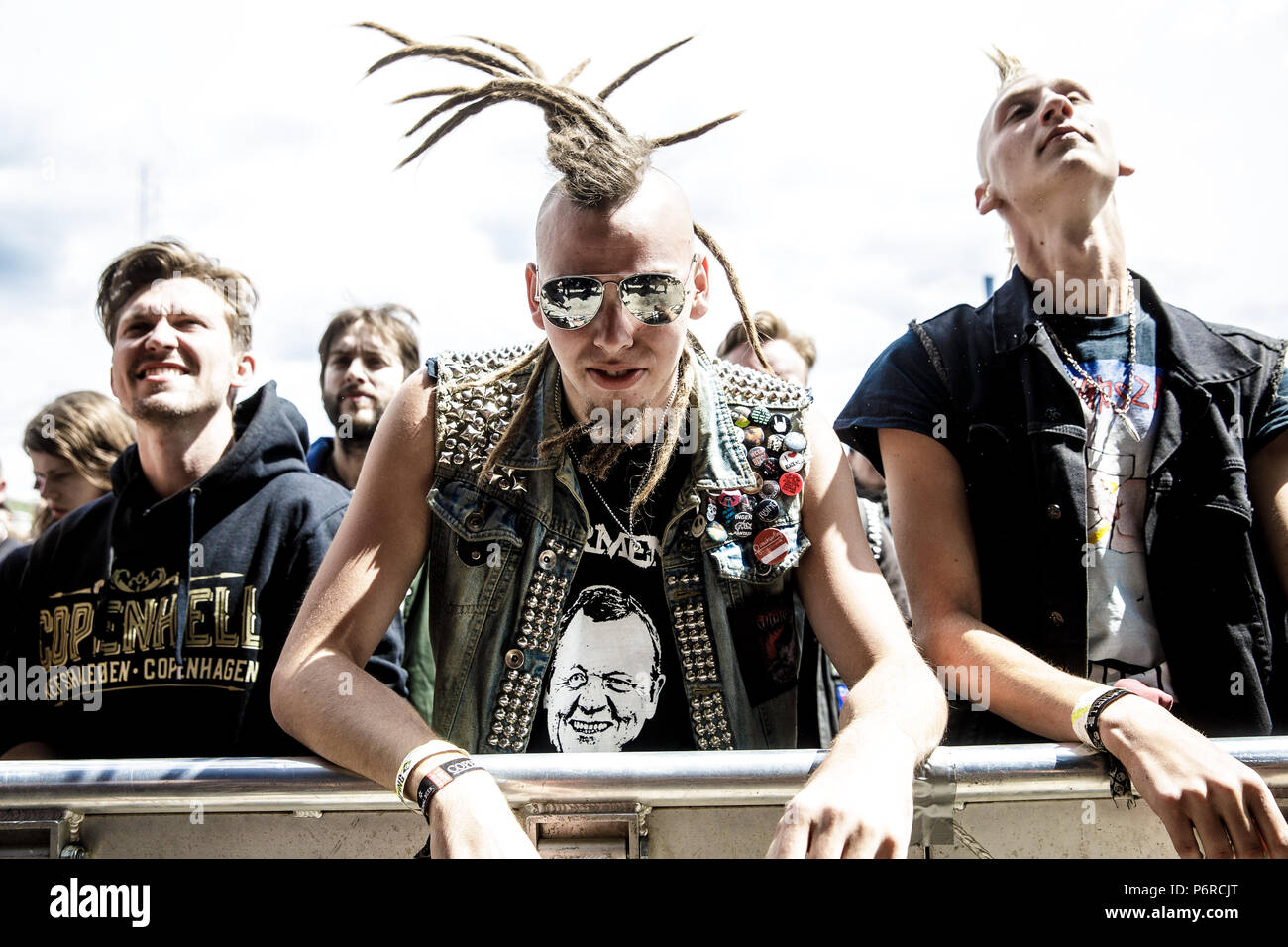 Danemark, copenhague - le 21 juin 2018. Heavy metal fans enthousiastes ont un grand moment au cours de l'hard rock danois et de la musique de Copenhell 2018 à Copenhague. (Photo crédit : Gonzales Photo - Peter Troest). Banque D'Images