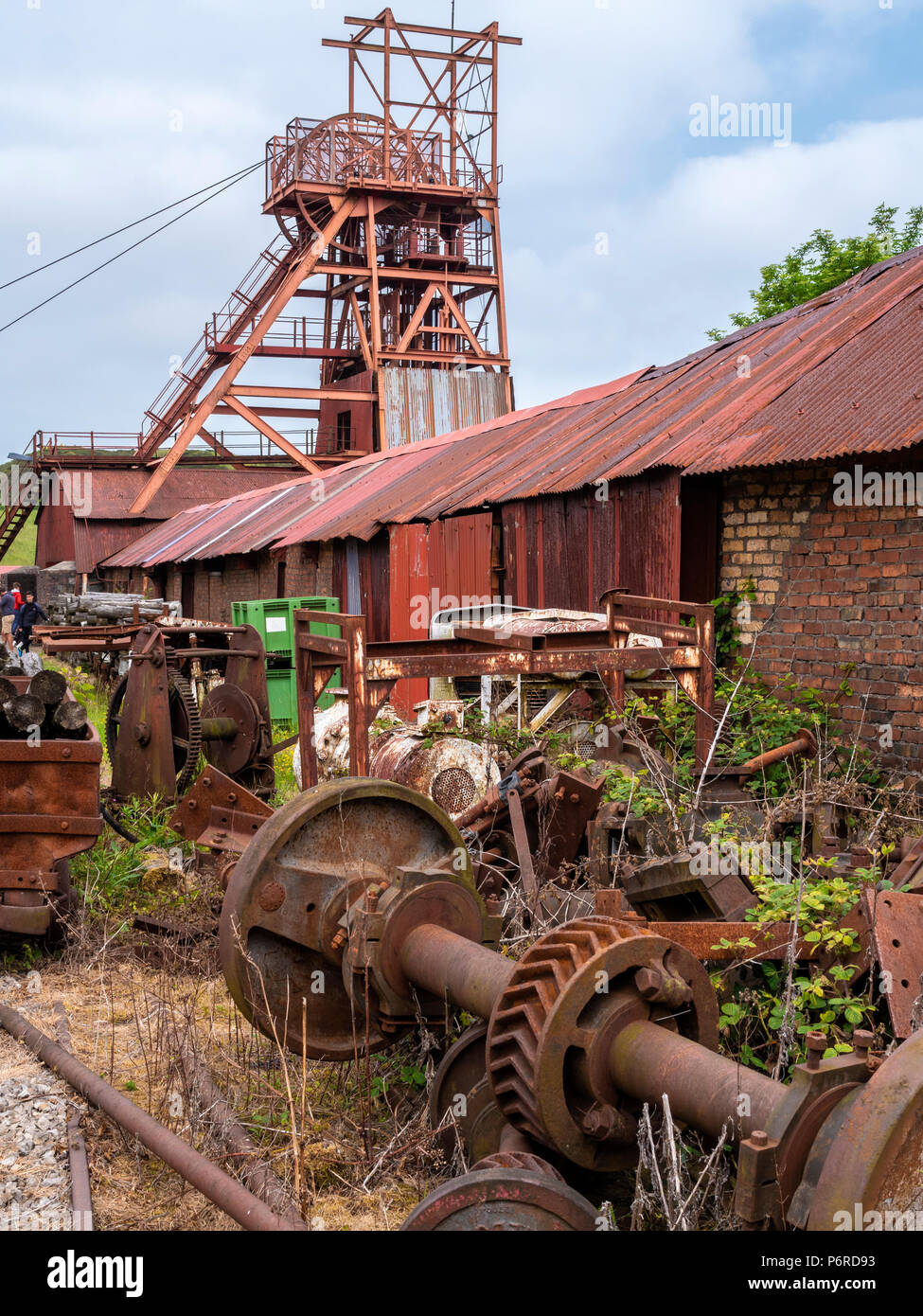 Machines de rouille et de stands de bobinage tête Big Pit National Coal Museum Samatan Torfaen Gwent au Pays de Galles Banque D'Images