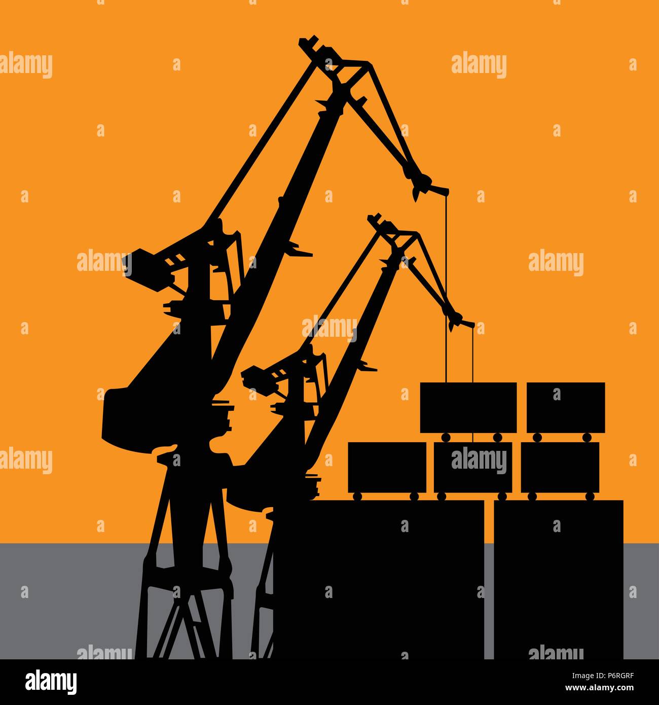 Coal Harbour crane grue de quai - silhouette Illustration de Vecteur