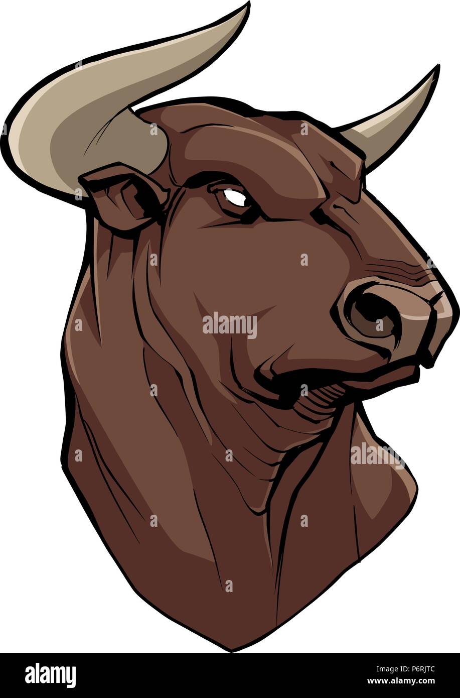 Illustration dessinée à la main d'une tête de taureau. Illustration de Vecteur