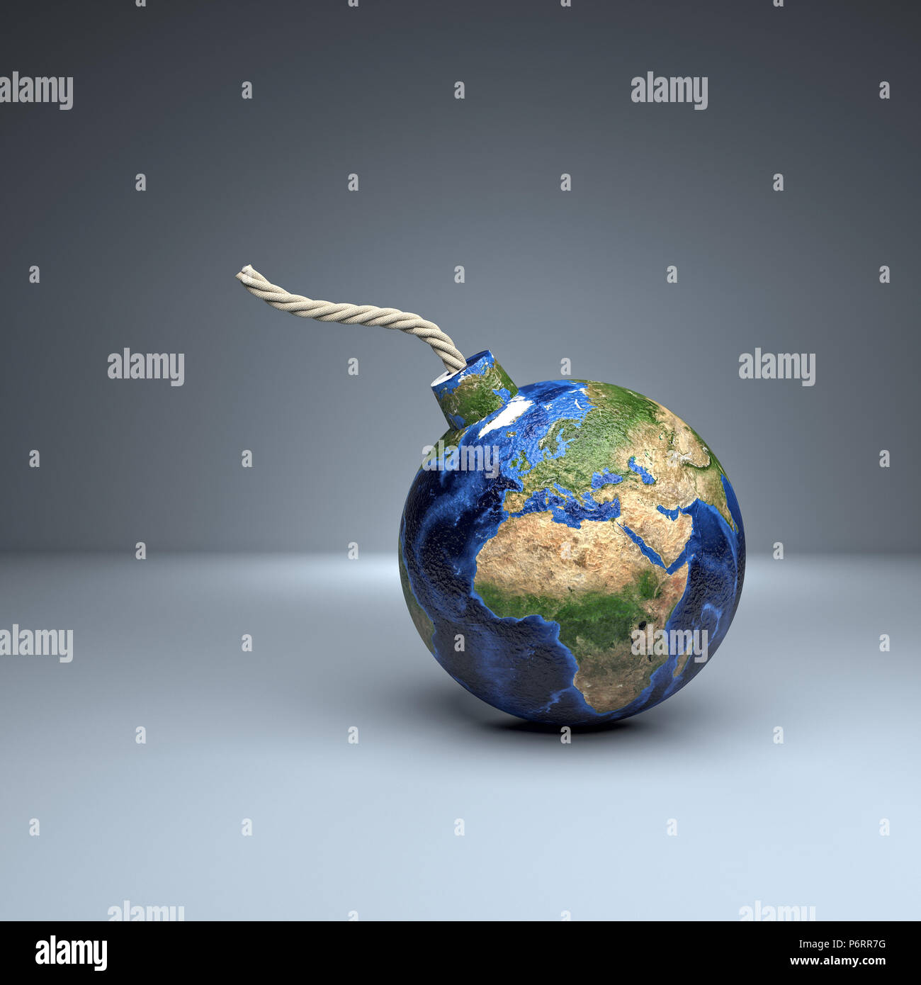Bombe classique avec carte du monde l'Europe l'image de rendu 3D Banque D'Images