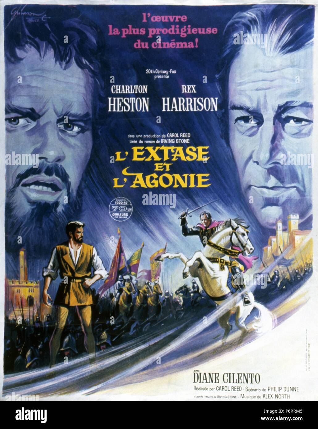 L'agonie et l'Extase Année : 1965 - USA Réalisation : Carol Reed Charlton Heston, Rex Harrison Affiche (Fr) Banque D'Images