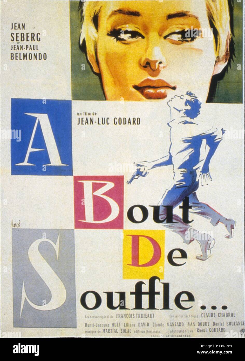 A bout de souffle Année : 1960 France Réalisation : Jean-Luc Godard poster  du film (fr Photo Stock - Alamy
