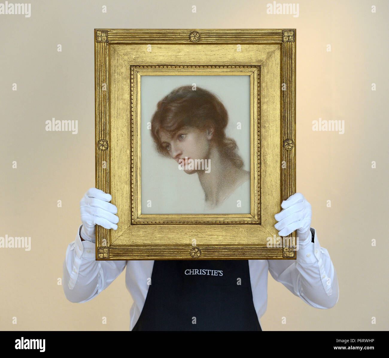 Une galerie sous-étude de tête détient John William Waterhouse par Dante Gabriel Rossetti lors d'un photocall pour Christie's classic week ventes, à Londres. Banque D'Images